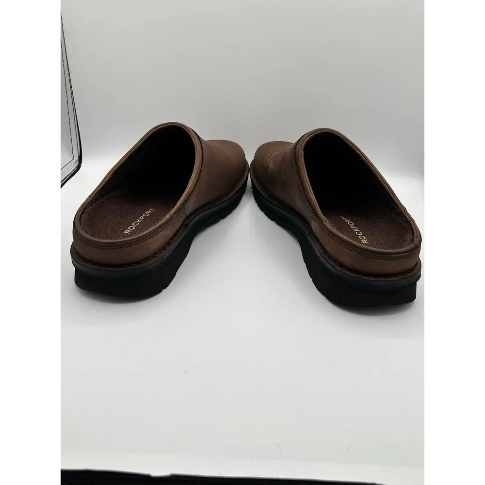 Rockport Men Brown Leather Clogs Mules Slip On Shoes APM30235M Size US 11 EU 45
